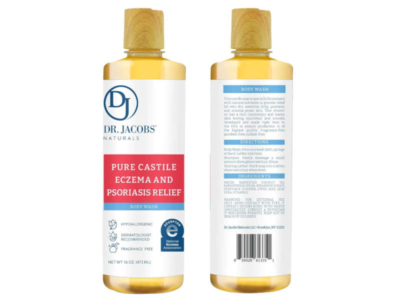 Dr. Jacobs Naturals Pure Castile Eczema & Psoriasis Relief Body Wash, 16 oz/473 mL