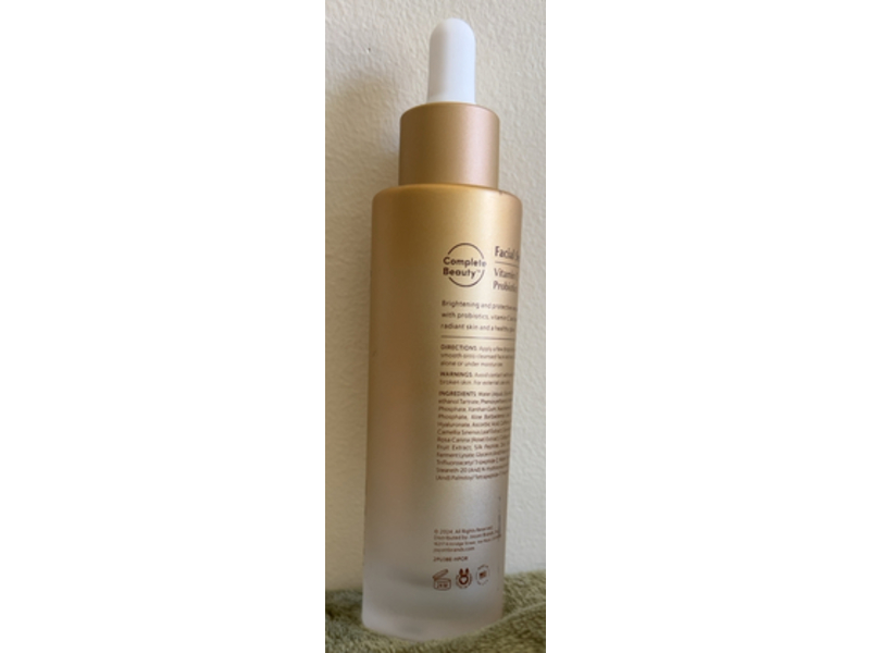 Complete Beauty Brighten & Protect Facial Serum, Vitamin C & Probiotics, 2 fl oz/59 mL