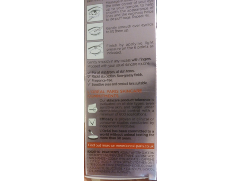 L'Oreal Paris Revitalift + Hyaluronic Acid Eye Serum, Fragrance-Free, 20 mL