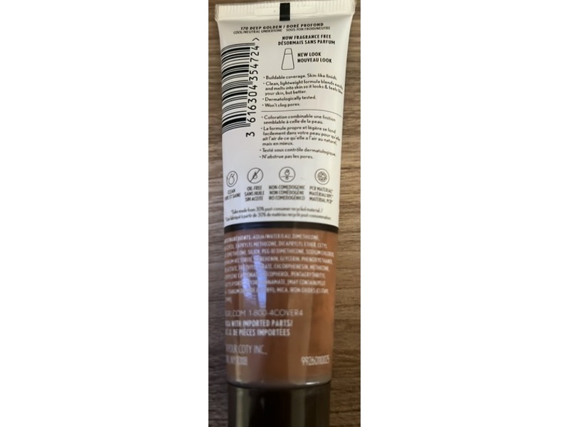 Covergirl Clean Invisible Foundation, 170 Deep Golden, 1 fl oz/30 mL