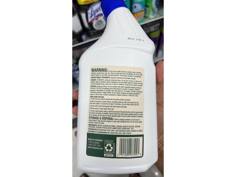 Paperbird Toilet Cleaner With Bleach, Fresh Scent, 24 fl oz/709 mL