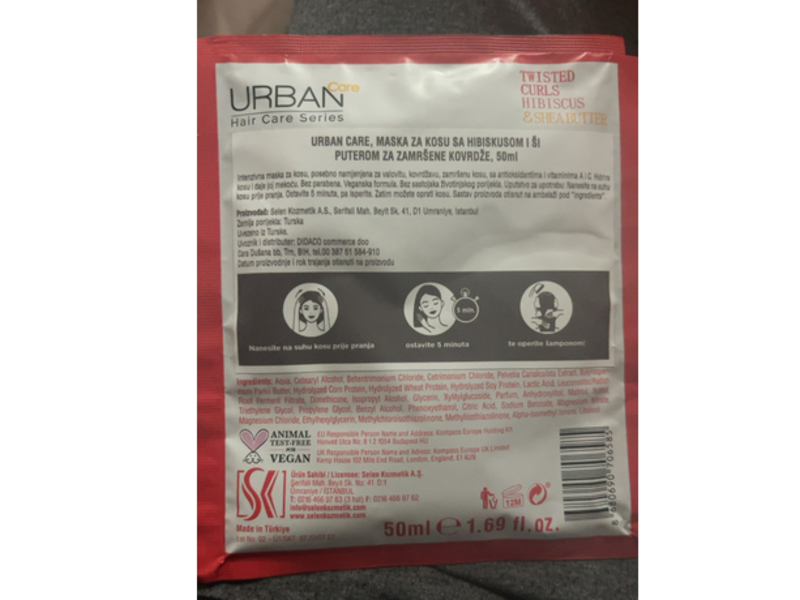 Urban Care Twisted Curls Pre-Wash Hair Mask, Hibiscus & Shea Butter, 1.69 fl oz/50 mL