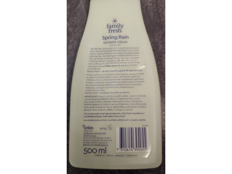 Orkla Family Fresh Shower Cream, Spring Rain, 500 mL