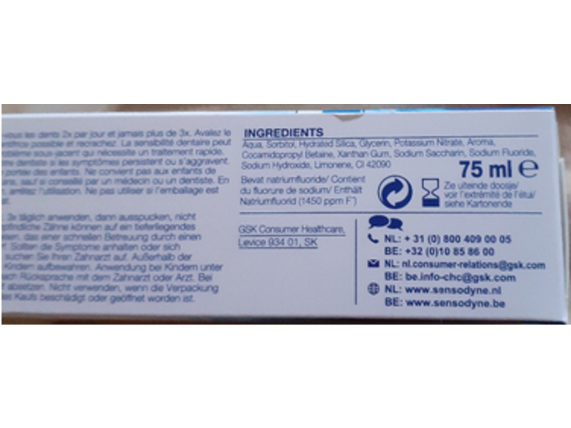 Sensodyne Toothpaste, Extra Fresh Gel, 75 ml