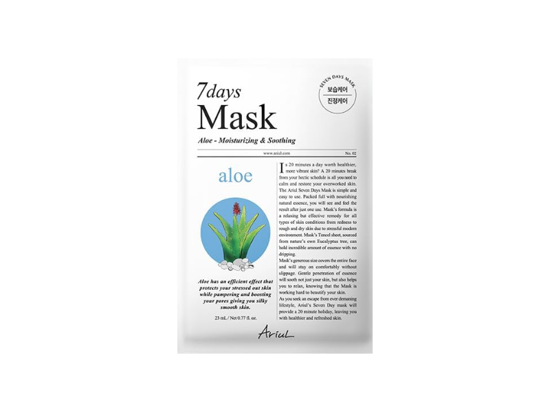 Ariul Moisturizing & Soothing 7Days Mask, Aloe, 0.77 fl oz/23 mL, Pack Of 10