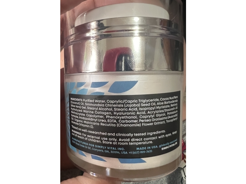 Simply Vital Deep Moisturizer, Collagen, Retinol & Hyaluronic Acid, 1.7 fl oz/50 mL