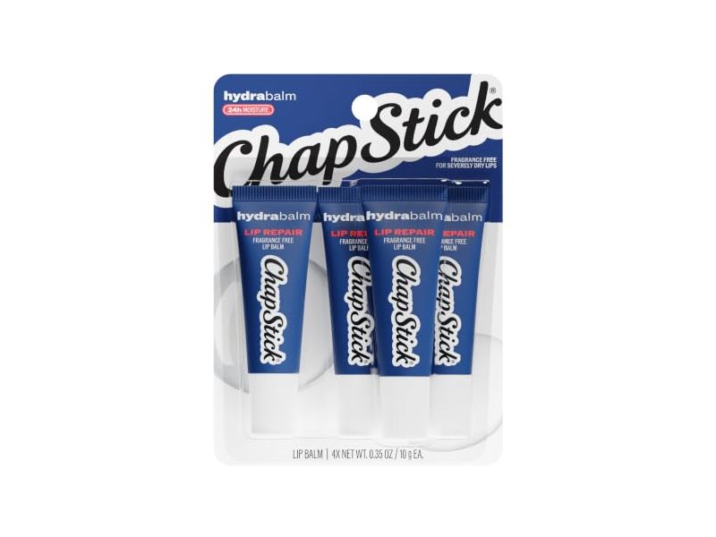 ChapStick HydraBalm Lip Balm, Fragrance Free, 0.35 oz/10 g, Pack Of 4