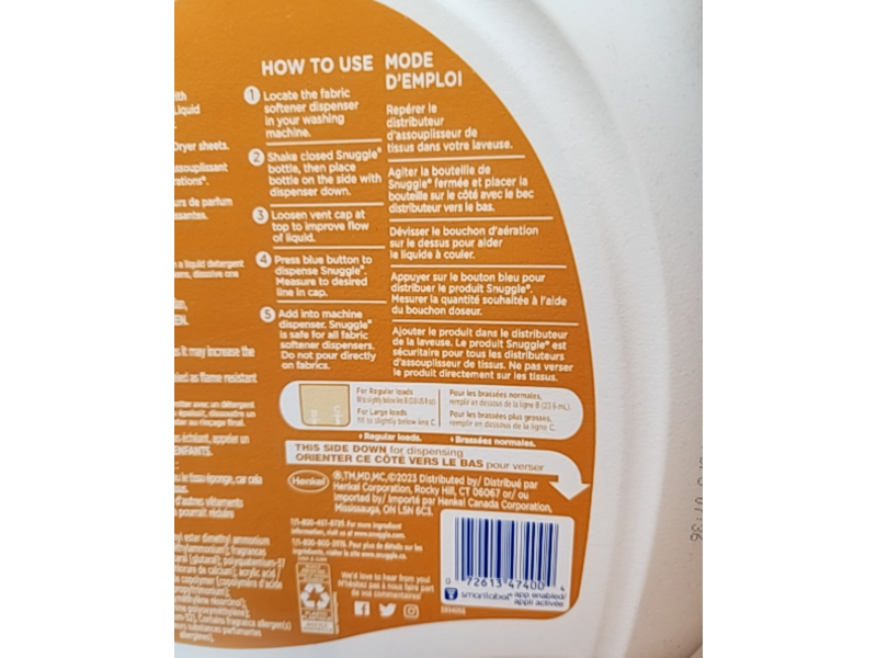 Snuggle Liquid Fabric Softener, Coconut Milk & Honey, 211 Loads,180 fl oz/5.32 L