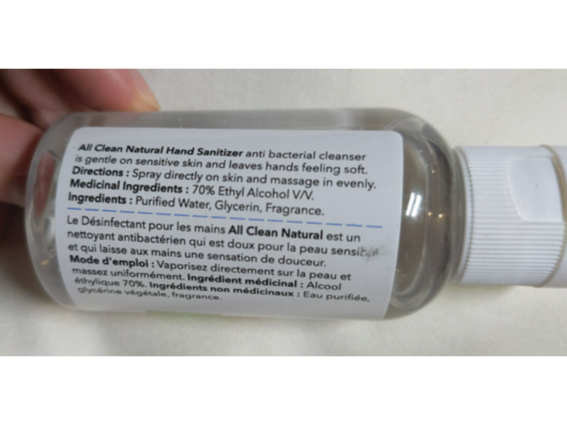 All Clean Natural Hand Sanitizer, 2fl oz/60 ml