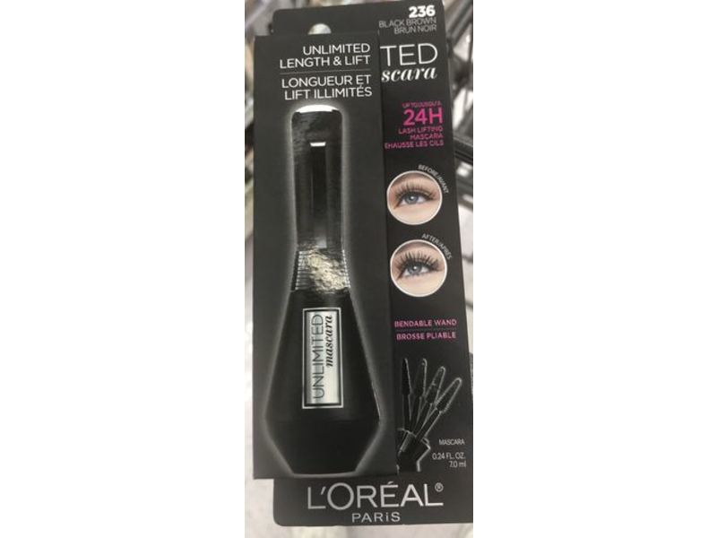 L'Oreal Paris Makeup Unlimited Lash Lifting and Lengthening Mascara, 236 Black Brown, 0.24 fl oz / 7 ml