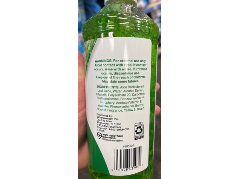 Cvs Aloe Vera Gel, Vitamin E, 20 oz/567 g