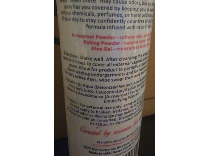 Kushae Natural Feminine Deodorant Spray, Fragrance Free, 4 oz