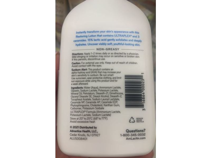 Amlactin Rapid Relief Restoring Lotion, Fragrance-Free, 7.9 oz/225 g