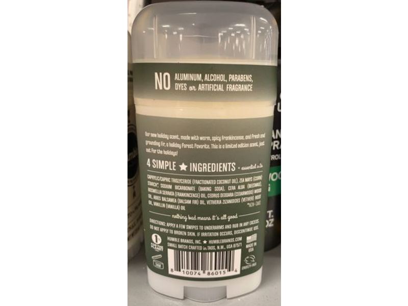 Humble Nothing Bad All Natural Deodorant, Frankincense & Fir, Original Formula, 2.5 oz/70 g