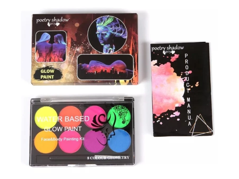 Poetry Shadow Water Base Face & Body Glow Painting Kit, 8 Color Set