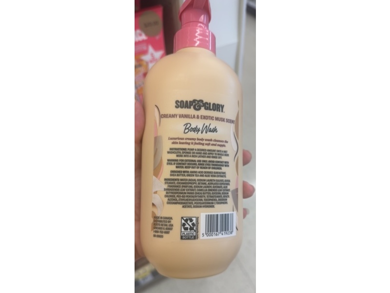 Soap & Glory Vanilla Licious Body Wash, Creamy Vanilla & Exotic Musk Scent, 16.9 fl oz/500 mL