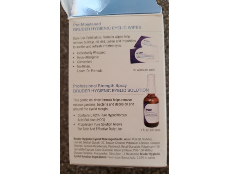 Bruder Hygienic Eyelid Hygiene Combo Pack, Eyelid Wipes + Spray Solution, 1 fl oz/30 mL, 30 Count