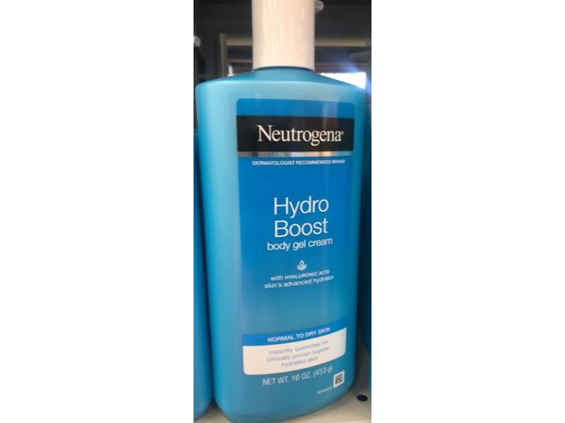 Neutrogena Hydro Boost Body Gel Cream, Hyaluronic Acid, 16 oz/453 g