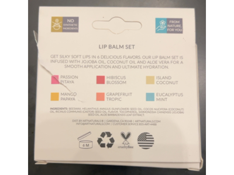 ArtNaturals Lip Balm Gift Set, 0.15 oz/4.25 g, Pack Of 6