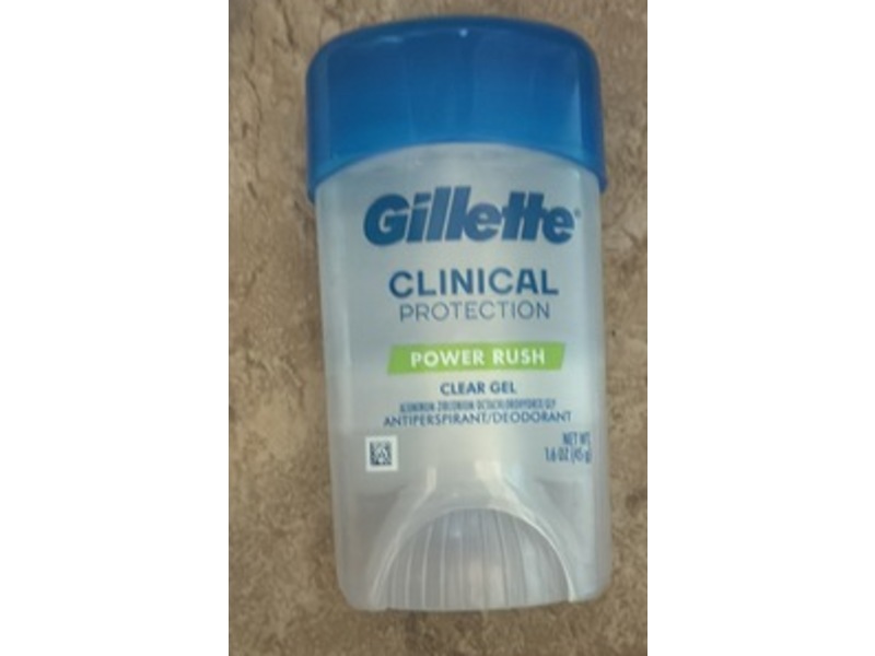 Gillette Clinical Protection Clear Gel Antiperspirants &Deodorant, Power Rush, 1.6 oz/45 g