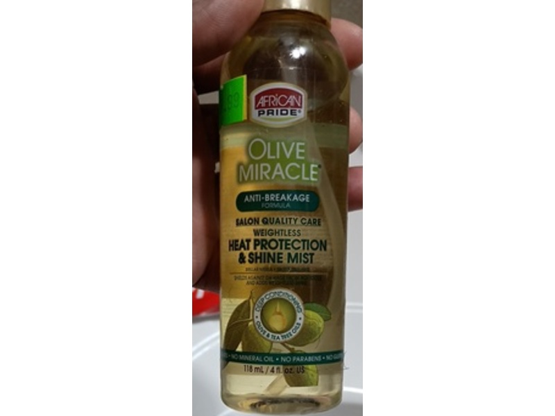 African Pride Olive Miracle Heat Protection & Hair Shine Mist, Olive & Tea Tree Oils, 4 fl oz/118 mL
