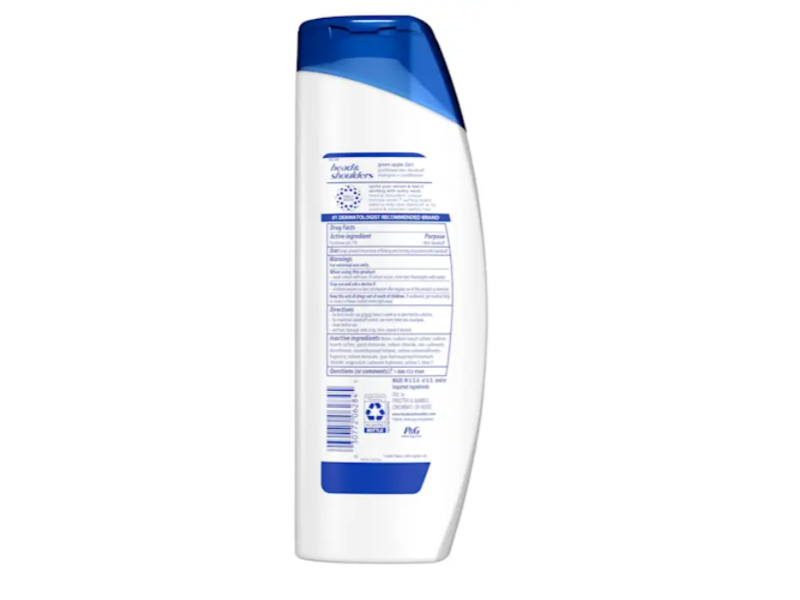 Head & Shoulders 2-In-1 Dandruff Shampoo+ Conditioner, Green Apple, 12.5 fl oz/370 mL