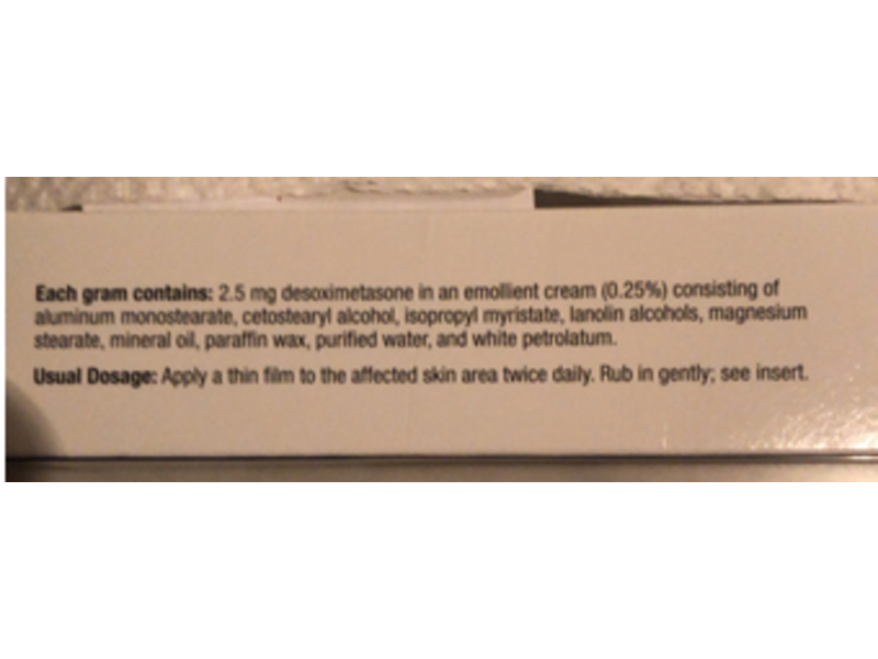 Desoximetasone Cream USP, 0.25%, 15 g Perrigo (RX)