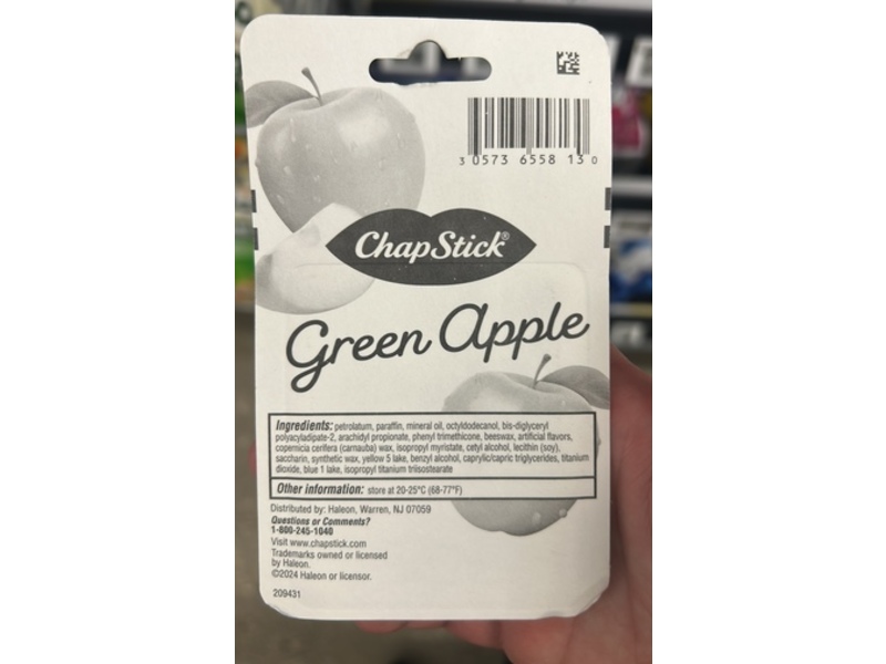 ChapStick Lip Balm, Green Apple, 0.15 oz/4 g, 3 Count