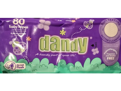 Dandy Baby Wipes, 80 Count