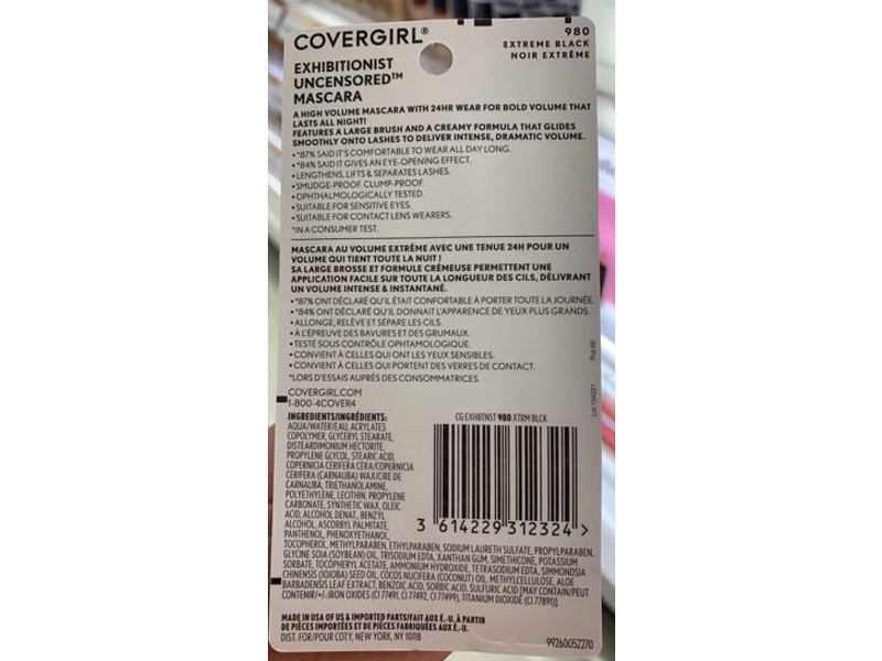 CoverGirl Exhibitionist Mascara Uncensored, Extreme Black, 9 mL