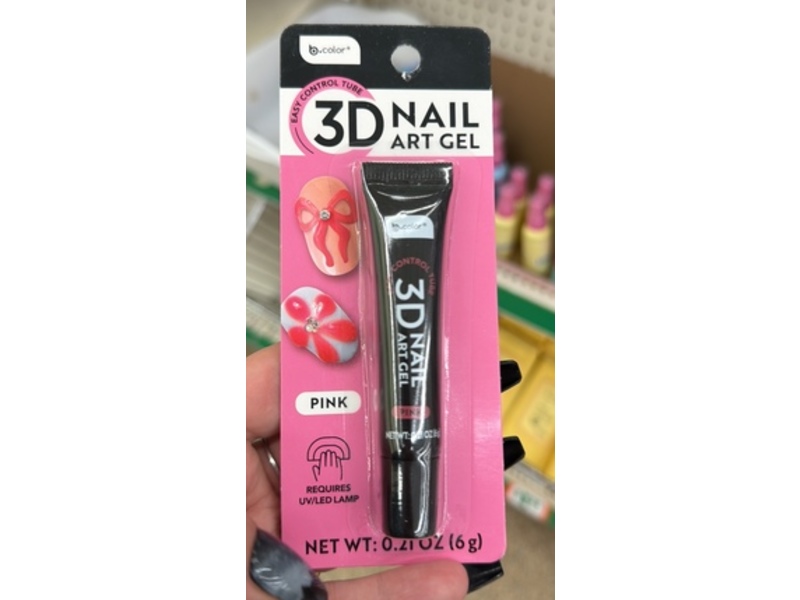 b-Color 3D Nail Art Gel, Pink, 0.21 oz/6 g