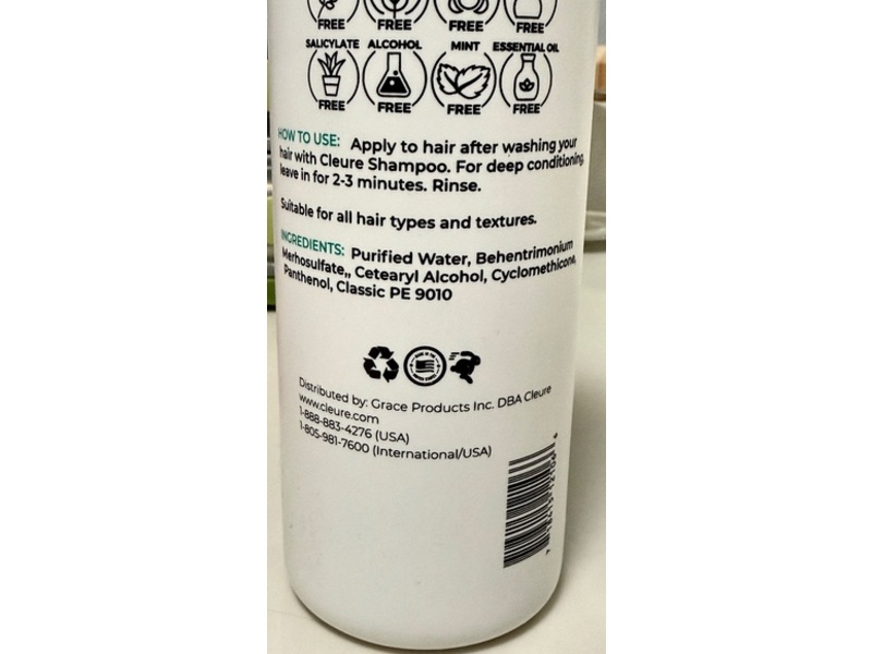 Cleure Conditioner, Fragrance-Free, 12 fl oz/354.88 mL, Pack Of 2