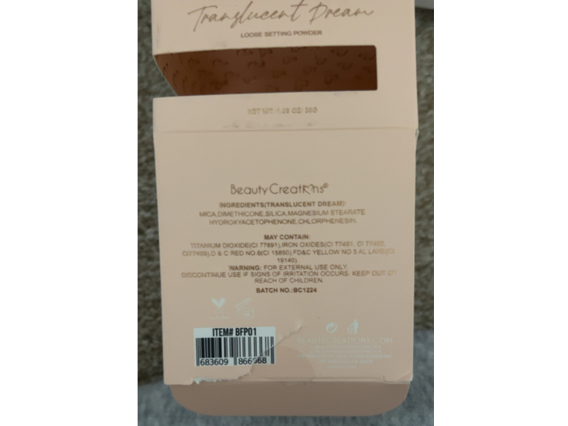 Beauty Creation Bye Fliter Loose Setting Powder, Butternut Babe,