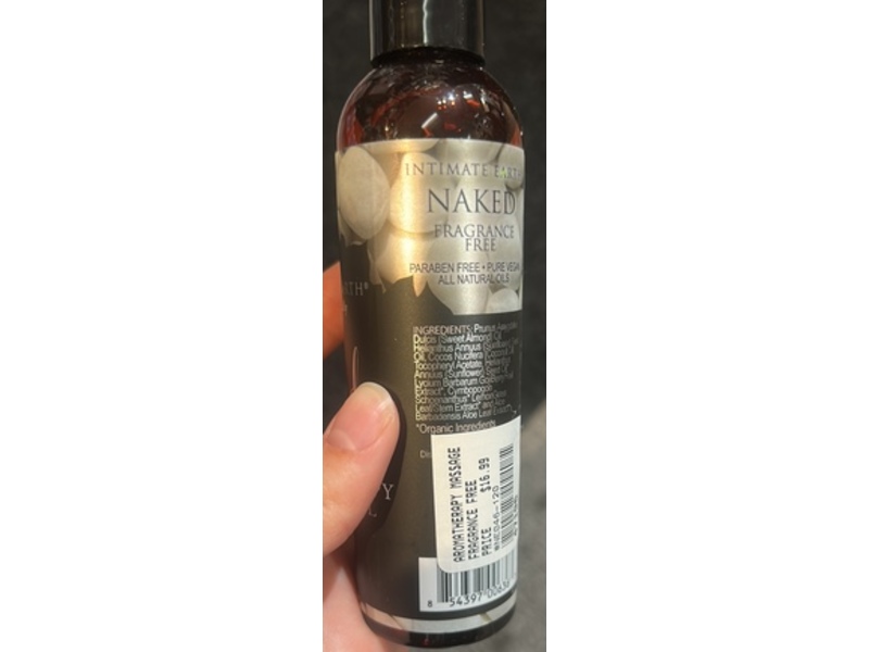 Intimate Earth Naked Aromatherapy Massage Oil, Fragrance Free, 4 oz/120 mL