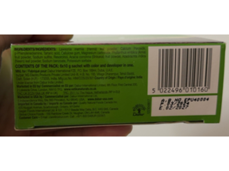 Vatika Henna Permanent Hair Color Sachets, Rich Black, 2.11 oz/60 g, 6 Count