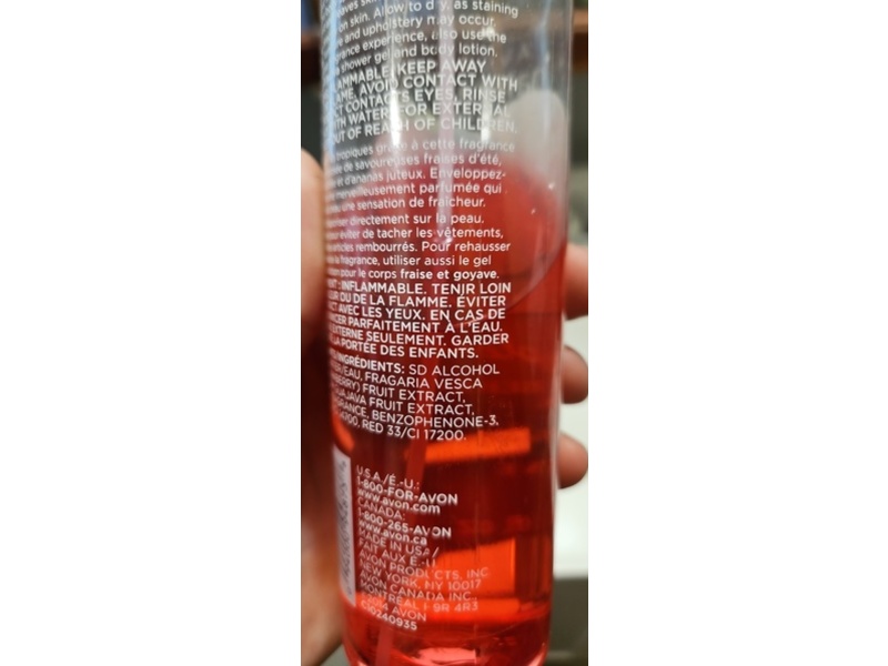 Avon Naturals Sunni Splendor Body Spray, Strawberry & Guava, 8.4 fl oz/250 mL