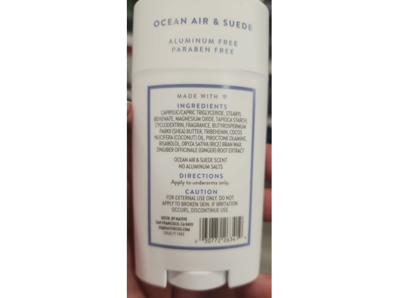Native Deodorant, Ocean Air & Suede, 2.65 oz/75 g