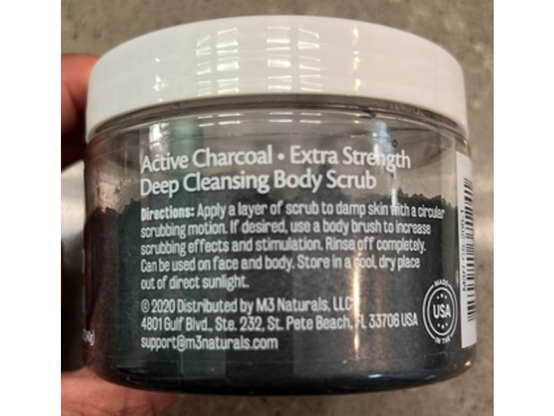 M3 Naturals Charcoal Scrub, Collagen + Stem Cell Infused, 12 oz/340 g