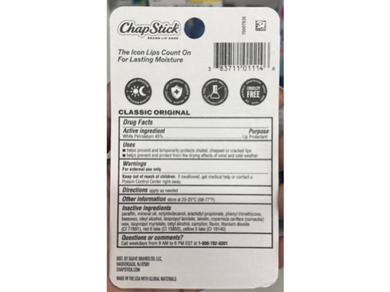 ChapStick Classic Original Lip Protectant, 0.15 oz/4 g, Pack Of 3