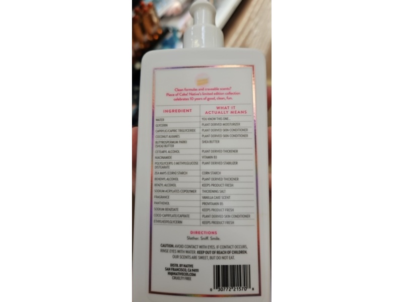 Native Moisturizing Lotion, Piece of Cake, 16.5 fl oz/487 mL
