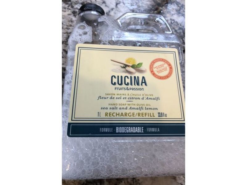 Fruits & Passion Cucina Hand Soap With Olive Oil, Sea Salt And Amalfi Lemon, Refill, 33.8 fl oz/1 L
