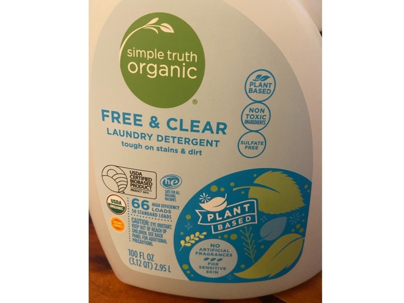 Simple Truth Organic Laundry Detergent, Free & Clear, 66 Loads, 100 fl oz/2.95 L