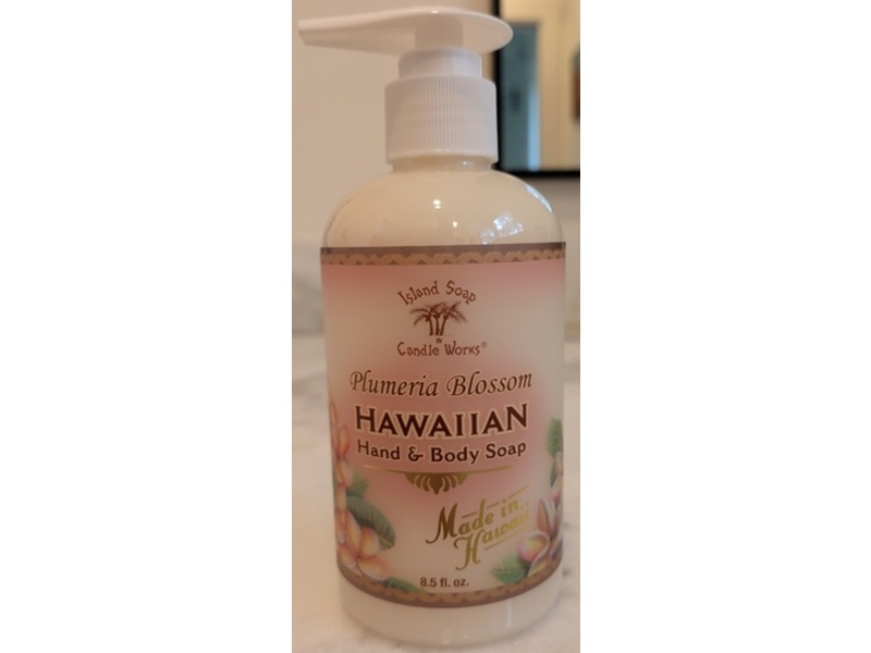 Island Soap & Candle Works Botanical Liquid Hand & Body Soap, Plumeria Blossom, 8.5 fl oz
