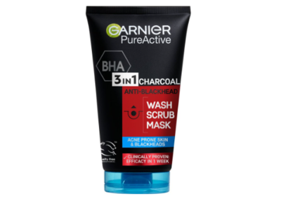 Garnier Pure Active Wash Scrub Mask, 3 In 1Charcoal, 150 mL