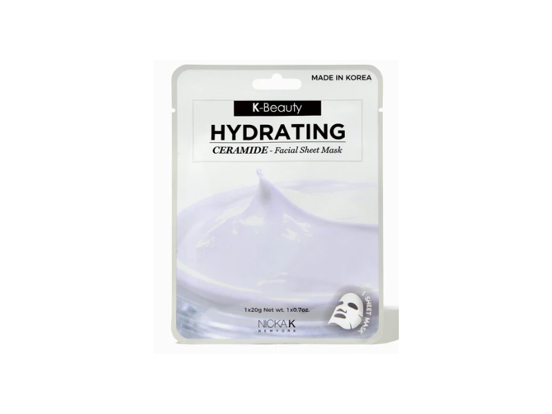Nicka K New York Hydrating Ceramide Facial Sheet Mask, 0.7 oz/20 g