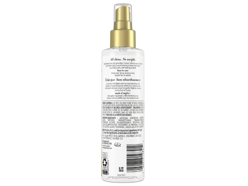Pantene Weightless Shine Mist, 5.8 fl oz/173 mL