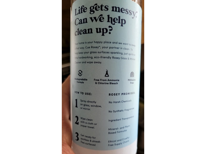 Rosey Glass & Mirror Cleaner, 22 fl oz/650 mL