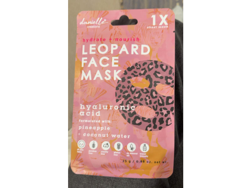 Danielle Creations Hydrate + Nourish Leopard Face Mask, 0.88 oz/25 g