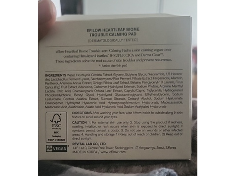 Efilow Heartleaf Biome Trouble Calming Pad, 180 g, 100 Count