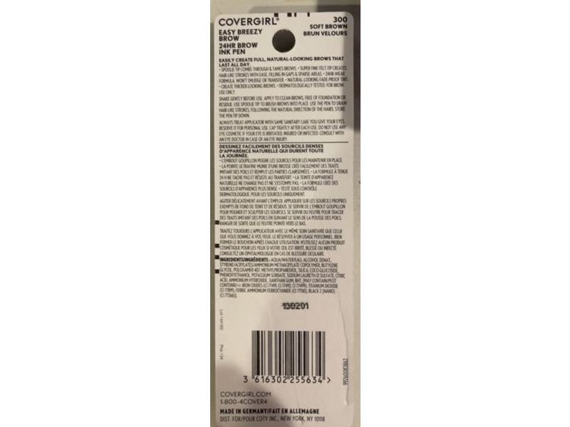 Covergirl Easy Breezy Brow Ink Pen, 300 Soft Brown, 0.02 fl oz/0.6 mL
